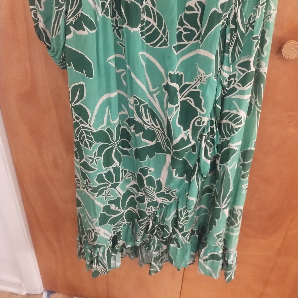 Anthropologie Farm Rio Green One-Shoulder Floral Dress Size 1X - Picture 4 of 6